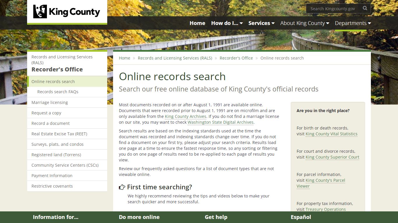 Online records search - King County, Washington